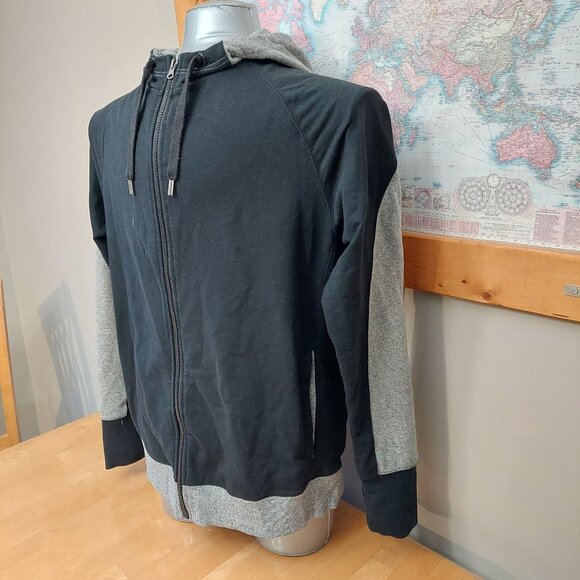 Up Lift Hooded Full Zip Jacket  Black and Grey with Drawstring Men's Lar… - Picture 3 of 12